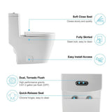 1-Piece Dual Flush 1.2 GPF/0.8 GPF Elongated High Efficiency Skirted Toilet All-in-One Toilet in White Seat Included - Super Arbor