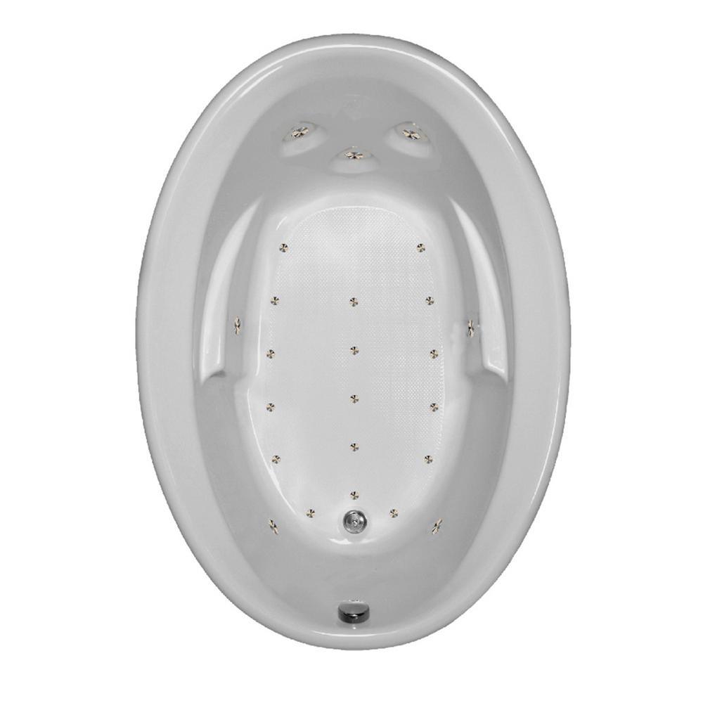 60 in. Acrylic Oval Drop-in Air Bathtub in White - Super Arbor