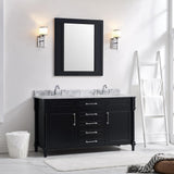 Aberdeen 60 in. W x 22 in. D Vanity in Black with Carrara Marble Top with White Sinks - Super Arbor