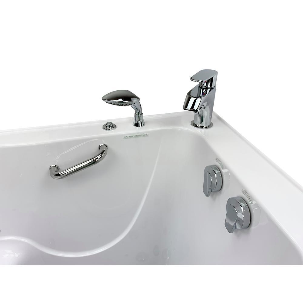 Elite 52 in. Acrylic Walk-In Whirlpool Bathtub in White with Right Door, 2-Piece Fast Fill Faucet and 2 in. Dual Drain - Super Arbor