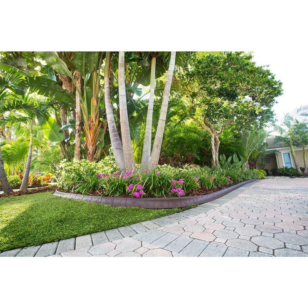 4 ft. Brown Rubber Curb Landscape Edging (4-Pack) - Super Arbor