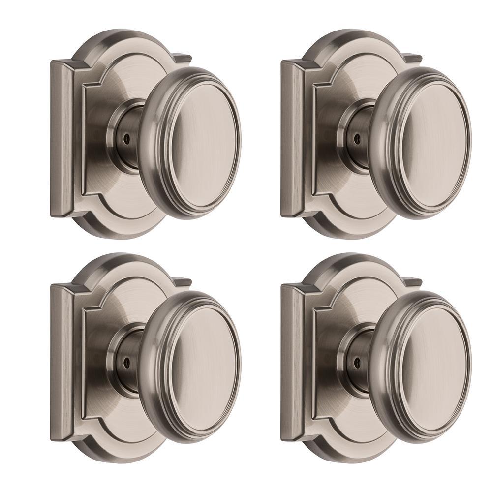 Prestige Carnaby Satin Nickel Hall/Closet Door Knob (4-Pack) - Super Arbor