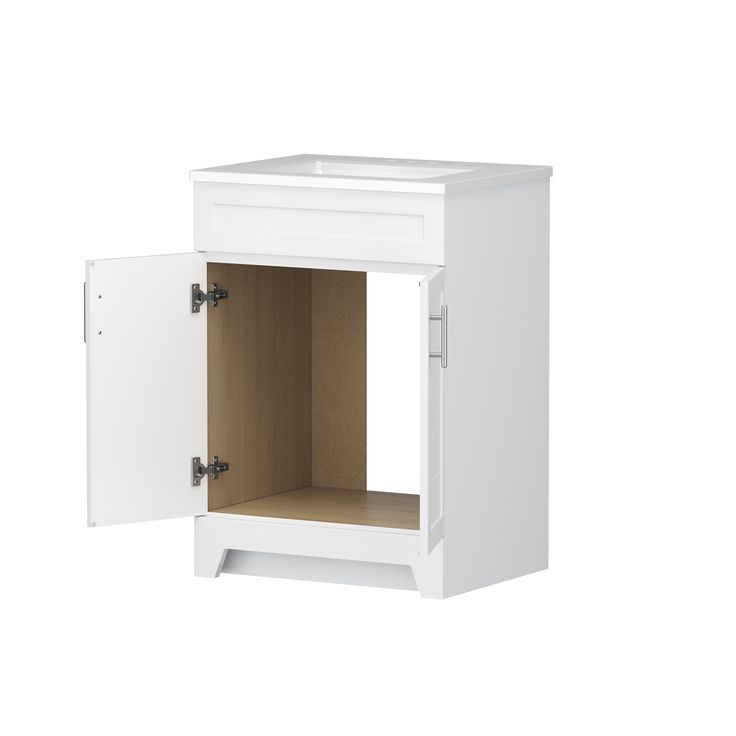 Style Selections Kirkman 24-in White Single Sink Bathroom Vanity with White Cultured Marble Top (Mirror Included)