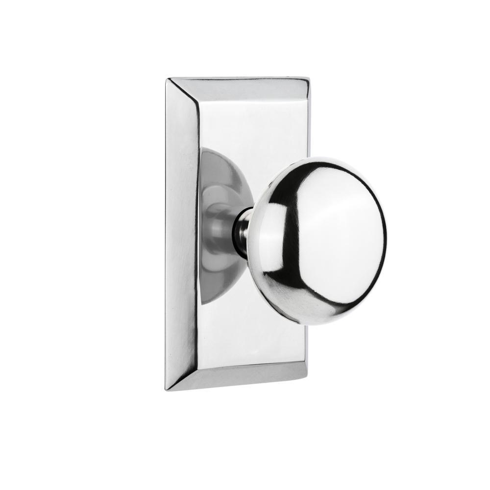 Studio Plate 2-3/8 in. Backset Oil-Rubbed Bronze Privacy Bed/Bath New York Door Knob - Super Arbor