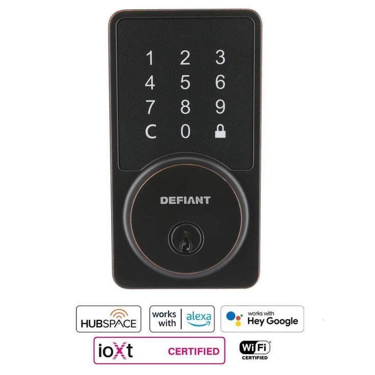 Defiant Square Aged Bronze Smart Wi-Fi Deadbolt Powered by Hubspace