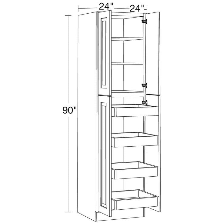 Home Decorators Collection Grayson 24 in. W x 24 in. D x 90 in. H Assembled Plywood Pantry Kitchen Cabinet in Pearl Gray with 4ROT Soft Close