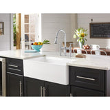 Farmhouse Apron Front Fireclay 33 in. Double Bowl Kitchen Sink in White with Aqua Divide - Super Arbor