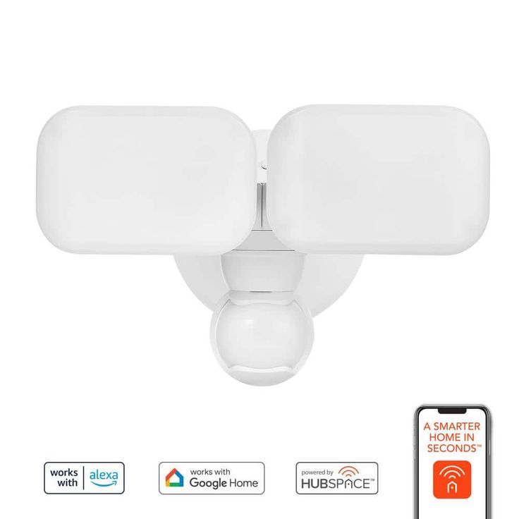 Defiant MaxDetect 240° Motion Sensor Wired Outdoor Exterior 2-Head LED Flood Light 2000L Wi-Fi/Bluetooth Hubspace