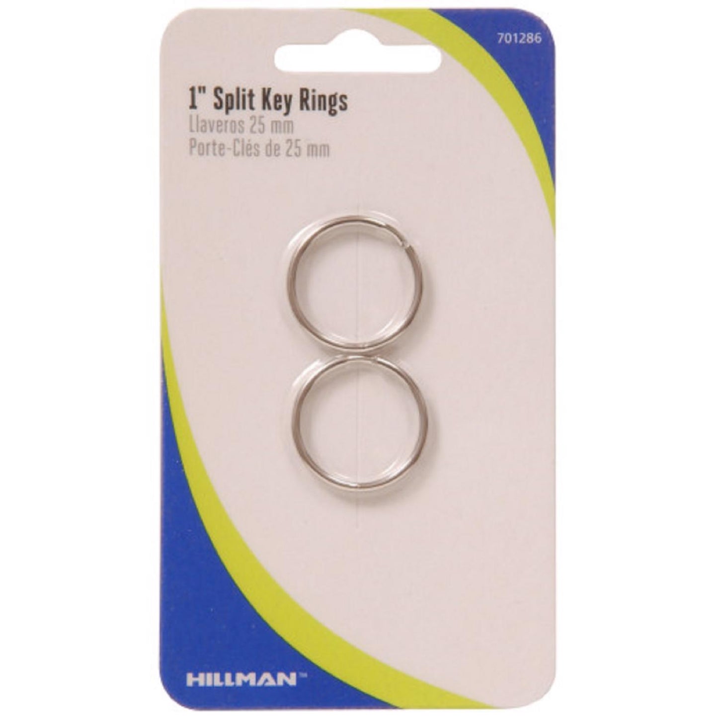 Hillman 1 in. Diameter Tempered Steel Silver Split Key Rings, 2-Pack