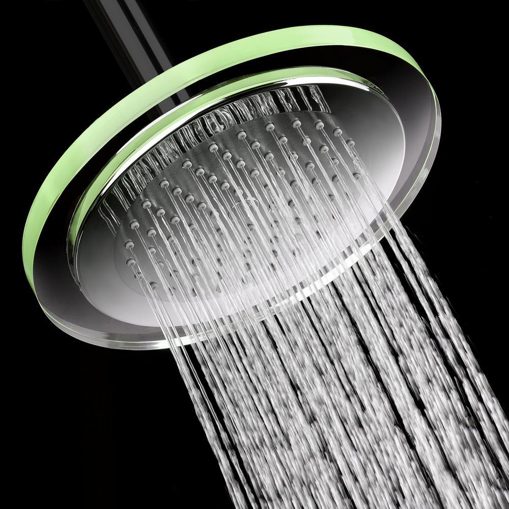 1-Spray 11.81 in. Single Wall Mount Fixed Rain Shower Head in Green - Super Arbor