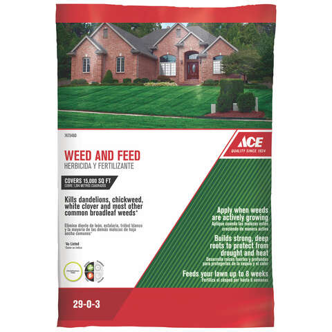Ace Weed & Feed Lawn Fertilizer For All Grasses — Covers 15,000 sq ft