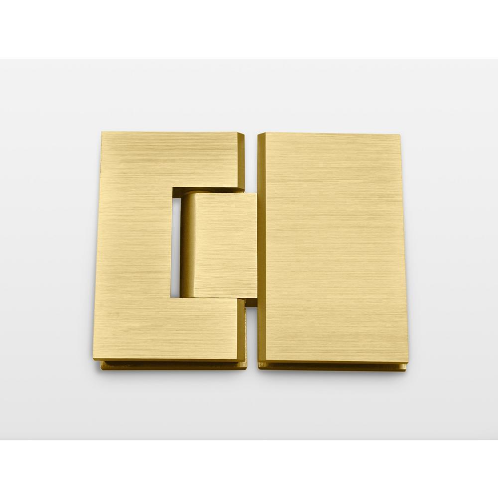 34 in. x 58 in. Frameless Glass Hinged Bathtub Door in Satin Brass - Super Arbor