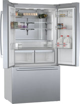 Bosch 800 Series 36 in. 21 cu. ft. French 3 Door Refrigerator in Stainless Steel with Dual Compressor, Counter-Depth