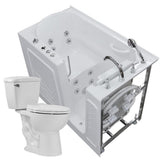 52.8 in. Walk-In Whirlpool Bathtub in White with 1.6 GPF Single Flush Toilet - Super Arbor