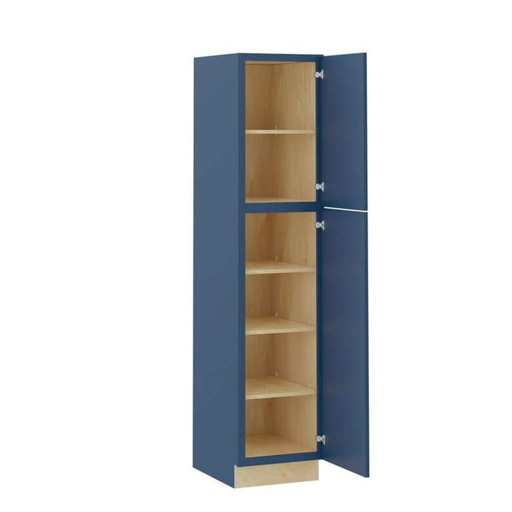 Home Decorators Collection Grayson 18 in. W x 24 in. D x 84 in. H Assembled Plywood Pantry Kitchen Cabinet in Mythic Blue with Soft Close RH