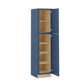 Home Decorators Collection Grayson 18 in. W x 24 in. D x 90 in. H Assembled Plywood Pantry Kitchen Cabinet in Mythic Blue with Soft Close RH