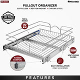 Rev-A-Shelf 17.5-in W x 6-in H 1-Tier Pull Out Metal Basket