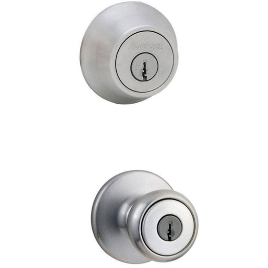 Tylo Satin Chrome Single Cylinder Entry Door Lock Deadbolt Combo Pack