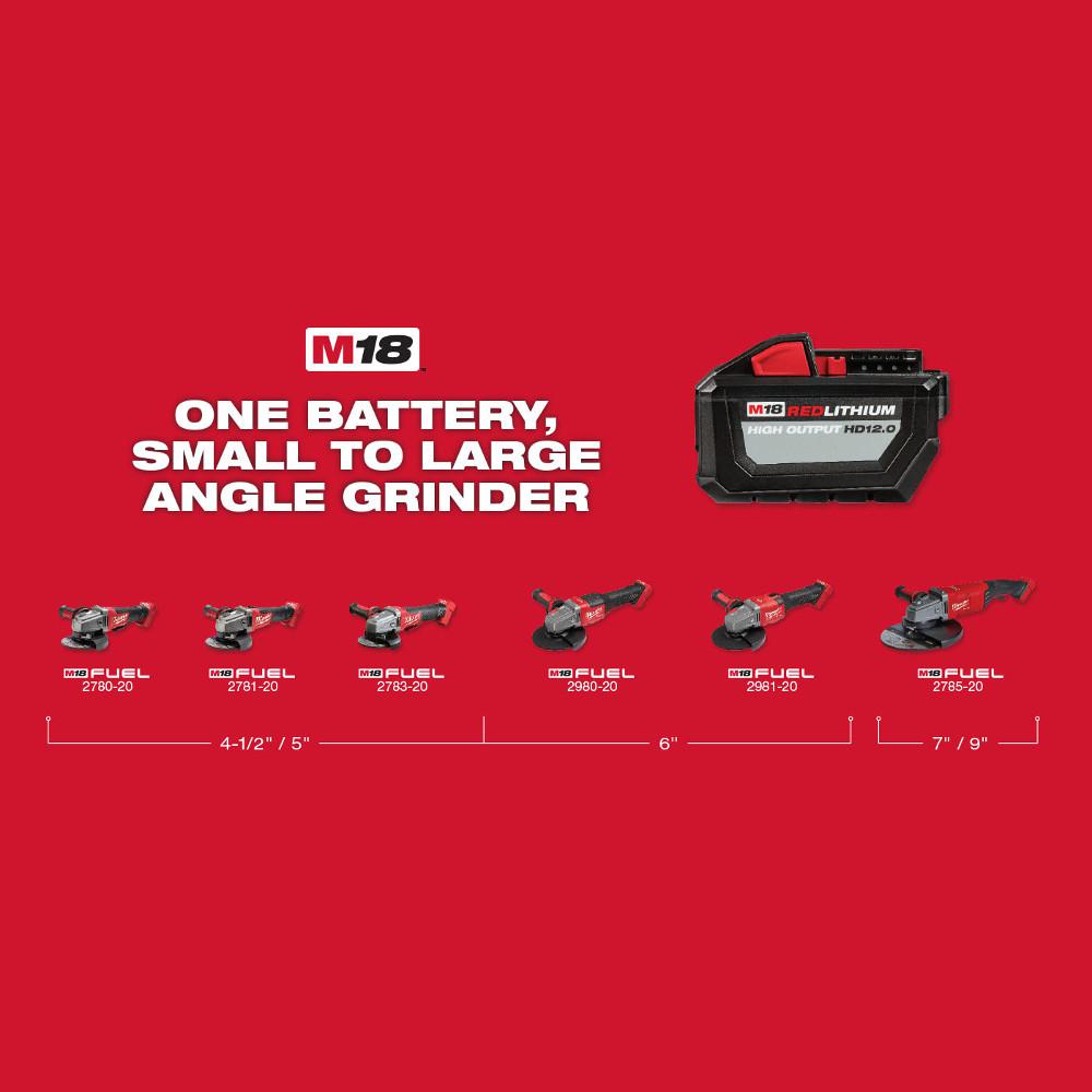 M18 FUEL 18-Volt 4-1/2 in./5 in. Lithium-Ion Brushless Cordless Grinder with Paddle Switch with Bandsaw and Batteries