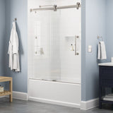 Paxos 60 in. W x 62-1/4 in. H Frameless Sliding Bathtub Door in Matte Black with 5/16 in. (8mm) Tempered Clear Glass