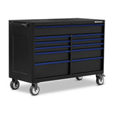 56 in. x 24 in. 11-Drawer Roller Cabinet Tool Chest with Power and USB Outlets in Black and Blue - Super Arbor
