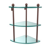 8 in. L  x 15 in. H  x 8 in. W 3-Tier Corner Clear Glass Bathroom Shelf in Satin Nickel - Super Arbor