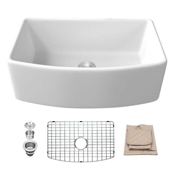 Fireclay 33 in. Single Bowl Porcelain Ceramic Farmhouse Apron-Front Kitchen Sink in White
