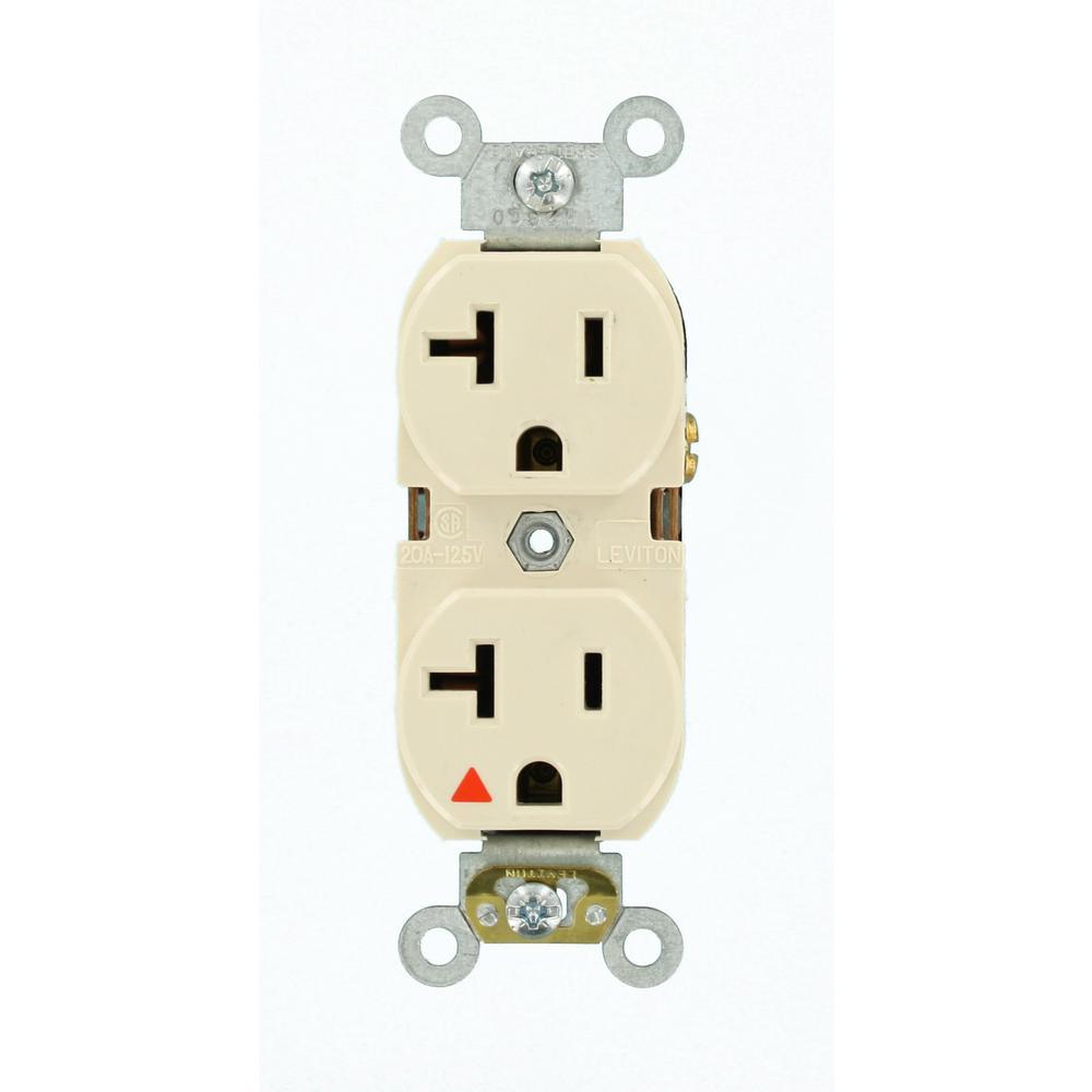20 Amp Industrial Grade Heavy Duty Isolated Ground Duplex Outlet, Orange - Super Arbor