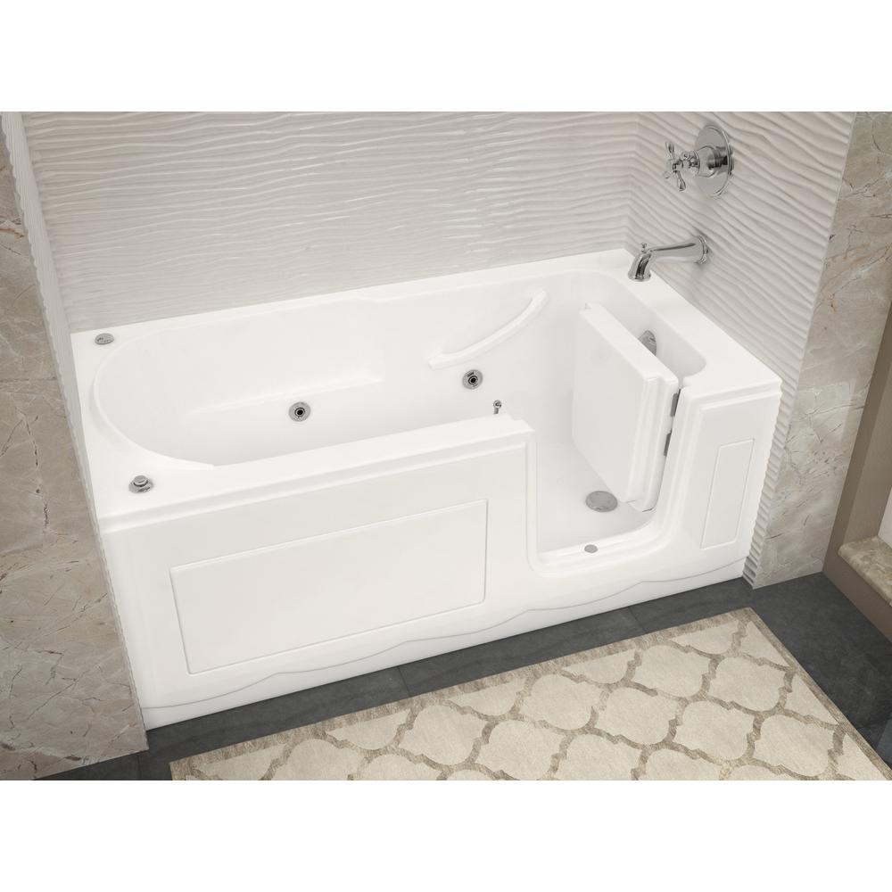 Nova Heated Step-In 5 ft. Walk-In Whirlpool Bathtub in White with Chrome Trim - Super Arbor