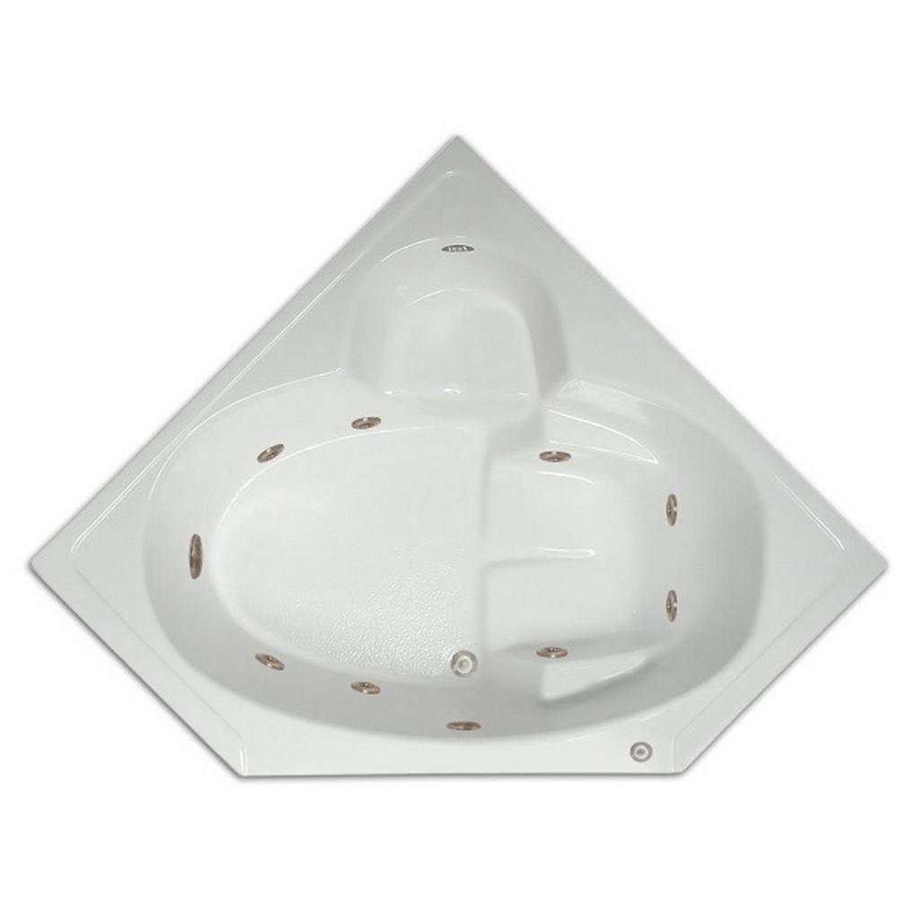 4.48 ft. Corner Drop-In Whirlpool Tub in White - Super Arbor