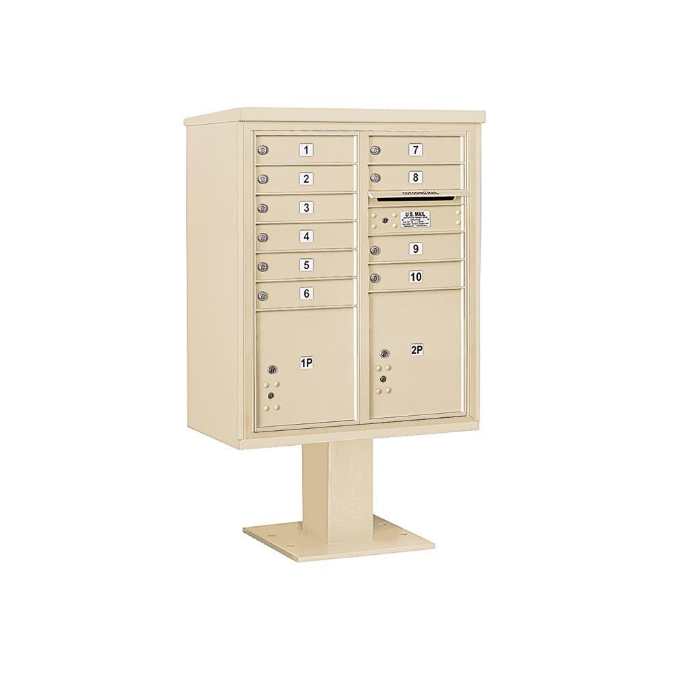 3400 Horizontal Series 10-Compartment 2-Parcel Locker Pedestal Mount Mailbox - Super Arbor