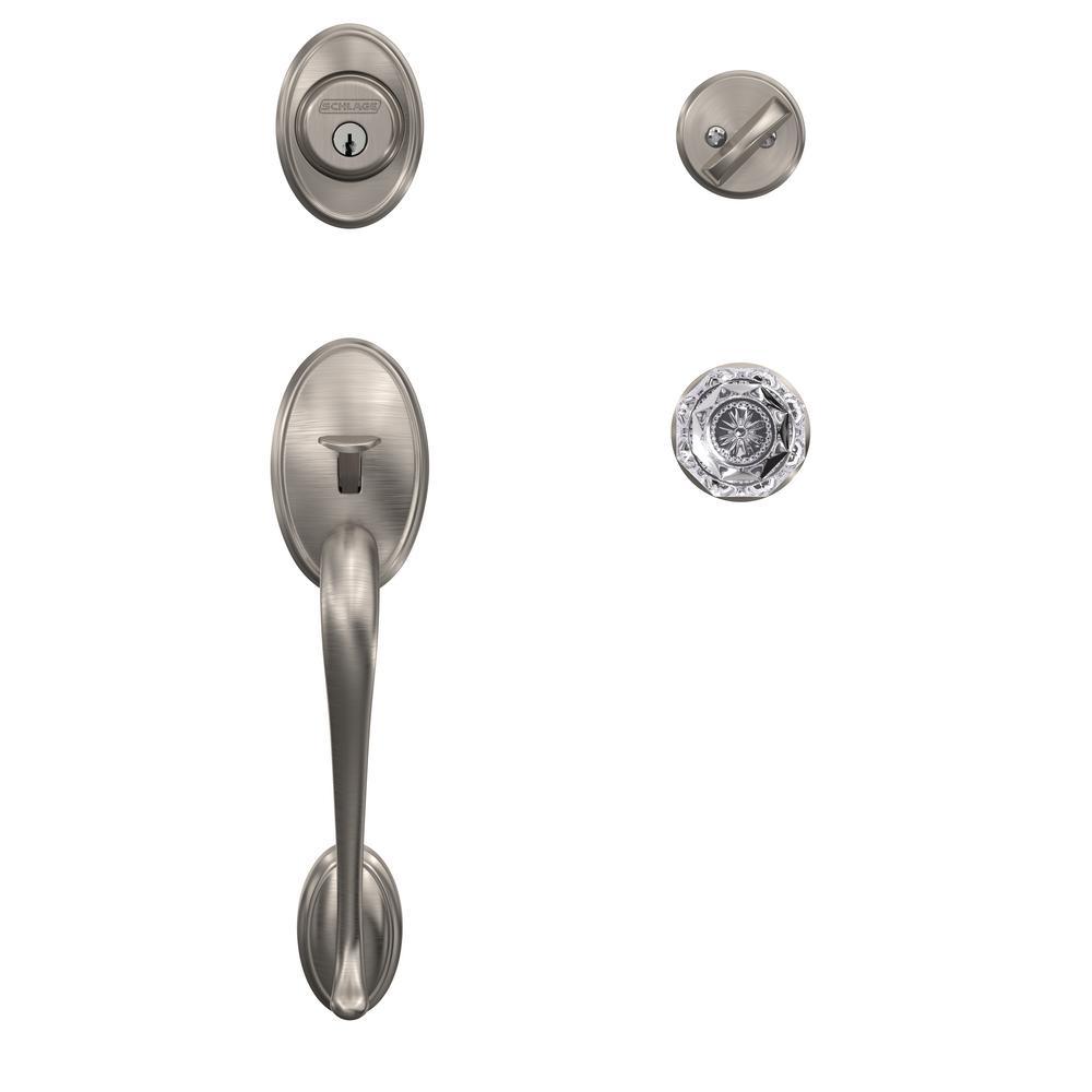 Custom Wakefield Satin Nickel Single Cylinder Door Handleset with Alexandria Glass Door Knob - Super Arbor