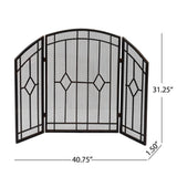 Gilmer Contemporary Black and Copper Three Panel Iron Fire Screen - Super Arbor