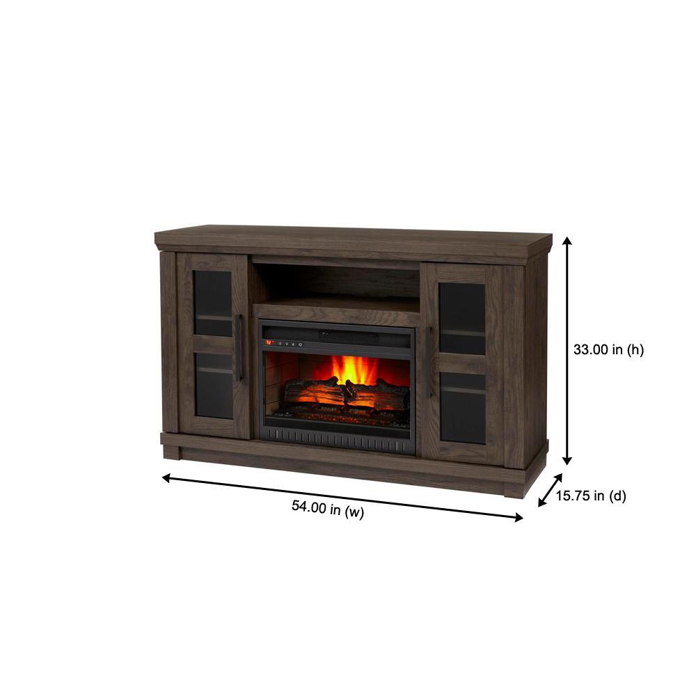 Caufield 54 in. Media Console Infrared Electric Fireplace in Vintage Warm Oak - Super Arbor