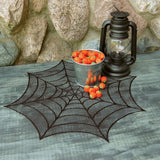Spider Web 20 in. Black Round Doily (Set of 4)