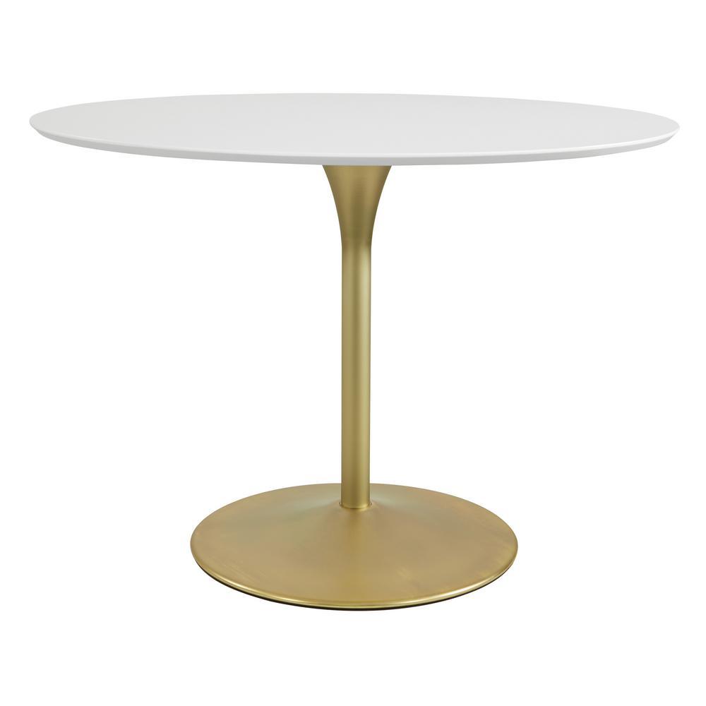Flower Dining Table with White Top and Brass Base - Super Arbor