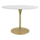 Flower Dining Table with White Top and Brass Base - Super Arbor