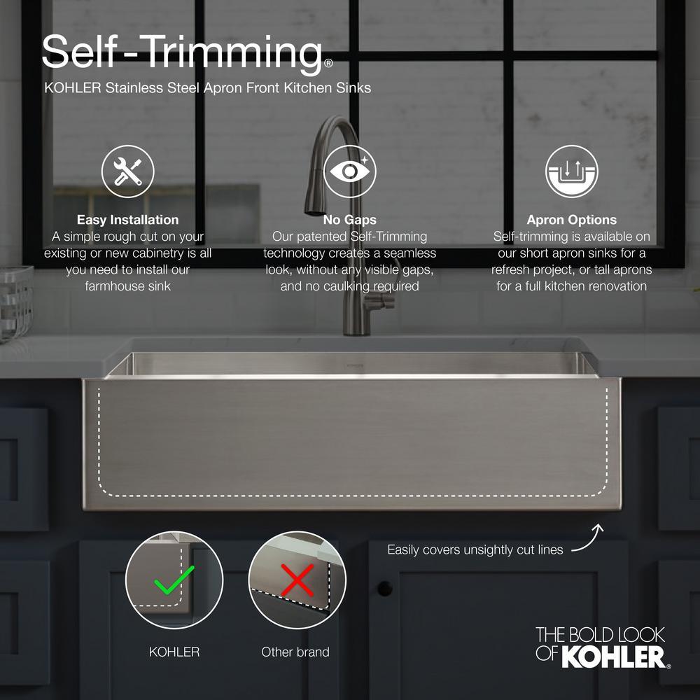 Vault Farmhouse Drop-In Apron Front Self-Trimming Stainless Steel 36 in. 1-Hole Double Bowl Kitchen Sink - Super Arbor