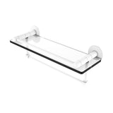 Fresno 16 in. L  x 5 in. H  x 5 in. W Clear Glass Bathroom Shelf with Vanity Rail and Towel Bar in Polished Chrome - Super Arbor