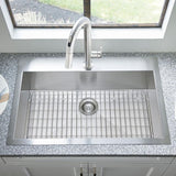 Edgewater Zero Radius Dual Mount Stainless Steel 33 in. 1-Hole Single Bowl Kitchen Sink Kit