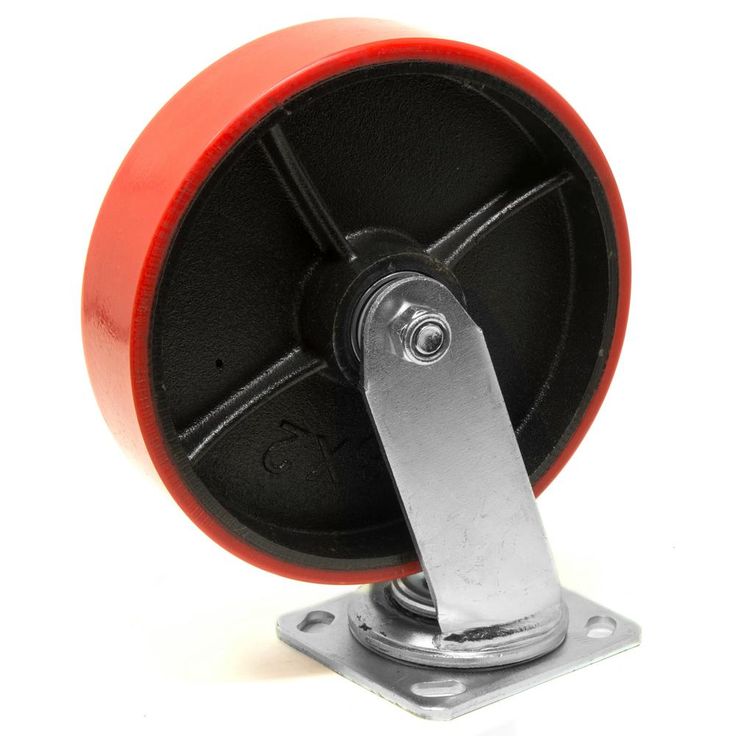 6 in. 880 lbs. Capacity Cast Iron and Polyurethane Double-Bearing Swivel Plate Caster