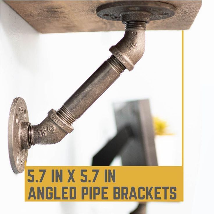 1/2 in. Black Pipe 5.75 in. W x 5.75 in. H Wall Mounted Double Flange Angled Shelf Bracket Kit (4-Pack)