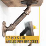 1/2 in. Black Pipe 5.75 in. W x 5.75 in. H Wall Mounted Double Flange Angled Shelf Bracket Kit (4-Pack)