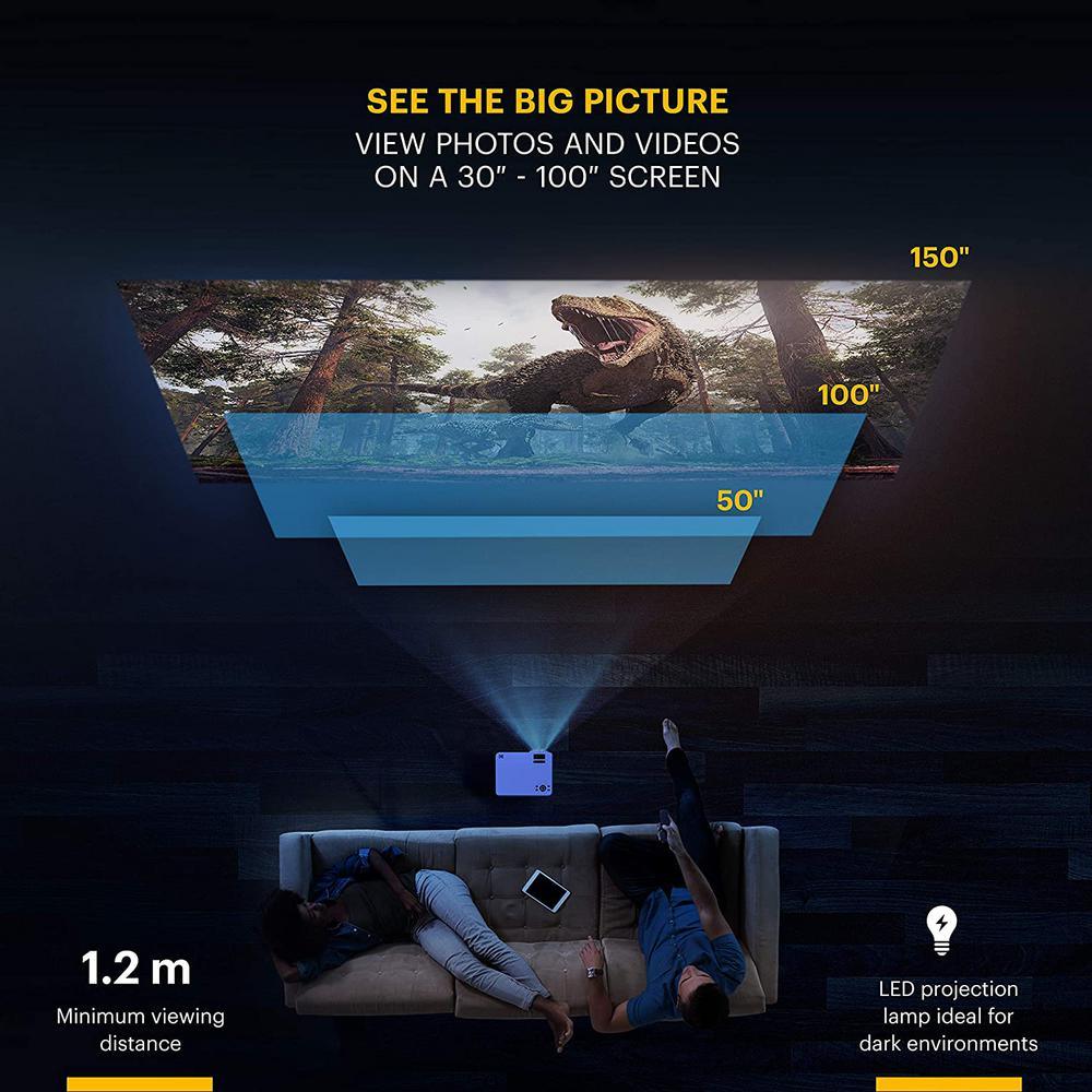 FLIK X7 1280 x 720 LCD Home Theater Projector System with 100 Lumens -Tripod and Case Included -Projects Up to 150 in. - Super Arbor