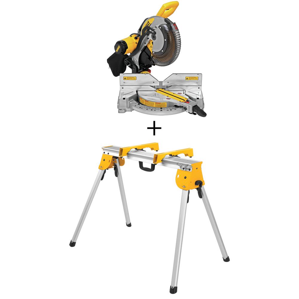 15 Amp Corded 12 in. Double Bevel Compound Miter Saw with Bonus Heavy-Duty Work Stand - Super Arbor