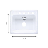 Mayfield White Cast Iron 25 in. 4-Hole Single Bowl Drop-in Kitchen Sink - Super Arbor