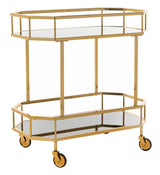 Safavieh Gold Metal Base with Glass Top Kitchen Cart (29.6-in x 16.5-in x 29.8-in)