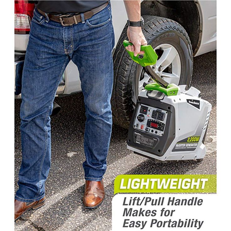 PowerSmith 2200-Watt Portable Gas-Powered Digital Inverter Generator with 5 Outputs, LED Display, Pull Handle and Wheels