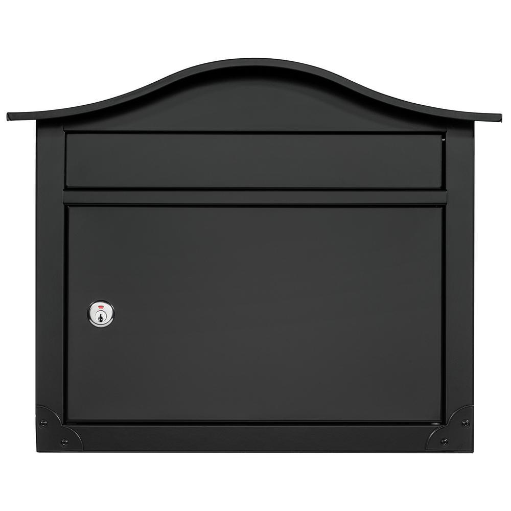 Saratoga Black Wall-Mount Lockable Mailbox - Super Arbor