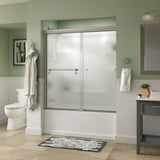 Portman 60 in. x 58-1/8 in. Semi-Frameless Traditional Sliding Bathtub Door in Bronze with Rain Glass - Super Arbor